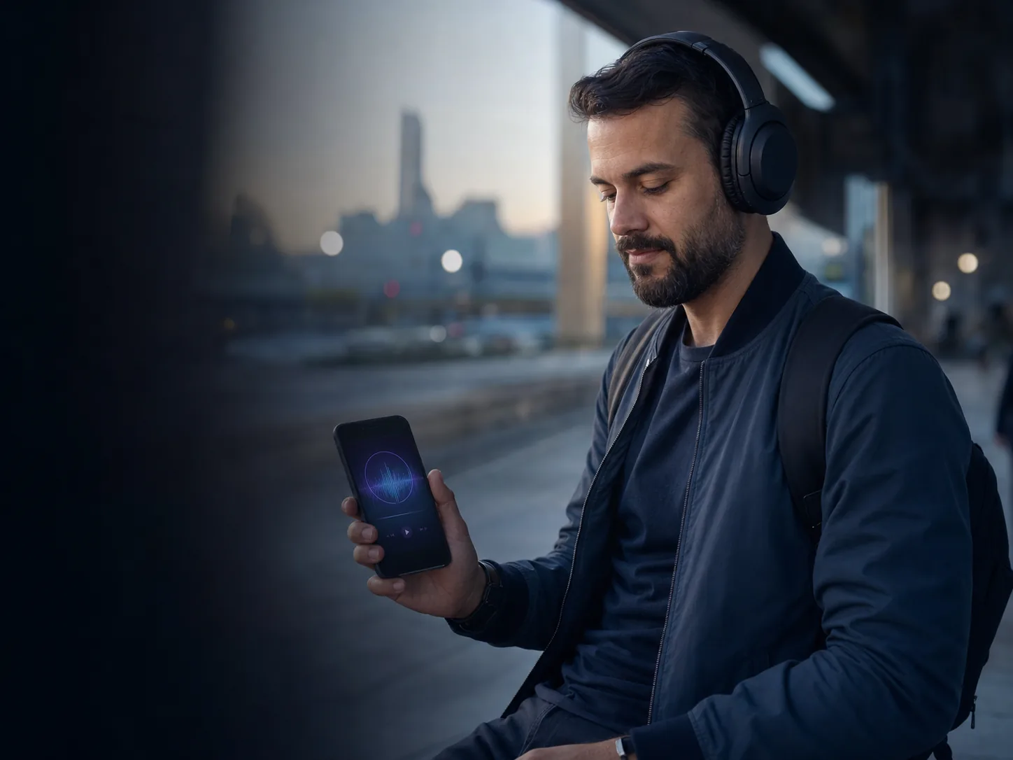 Pessoa ouvindo o audiobook Mente de Alta Performance pelo celular